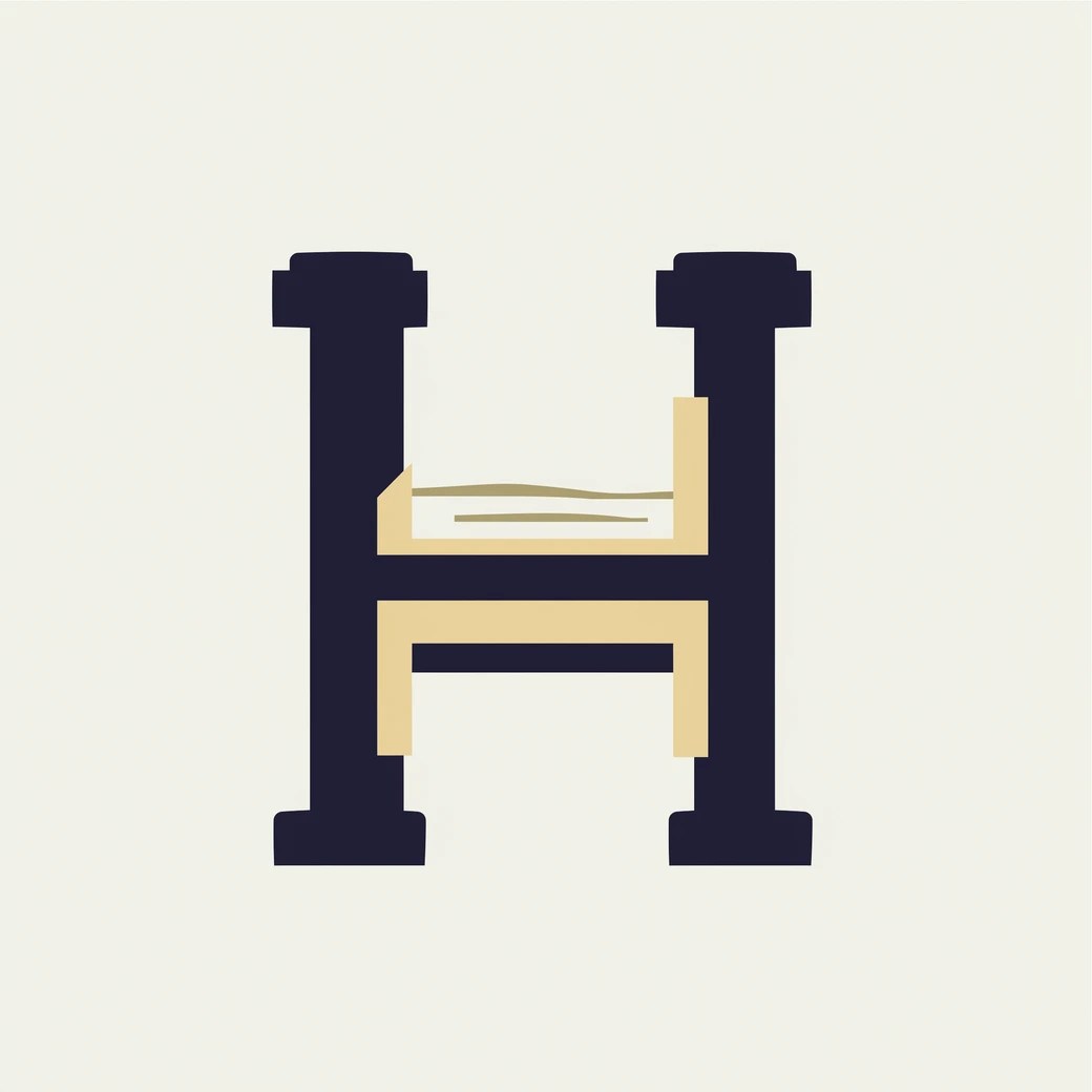 Harbor Capital Partners logo concept: a navy H with gold accents on an ivory background