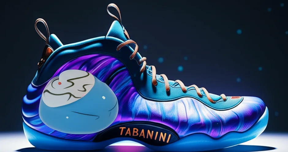 Blue and violet anime-inspired Foamposite sneaker concept